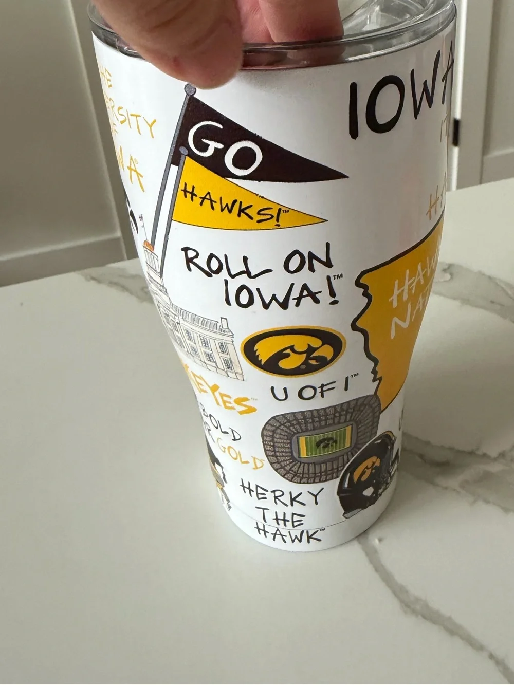 University of Iowa Hawkeye Nation White & Gold Travel Tumbler